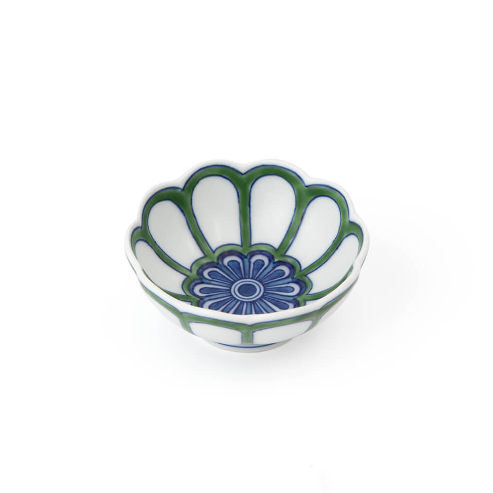 緑彩菊見込菊形（猪口）